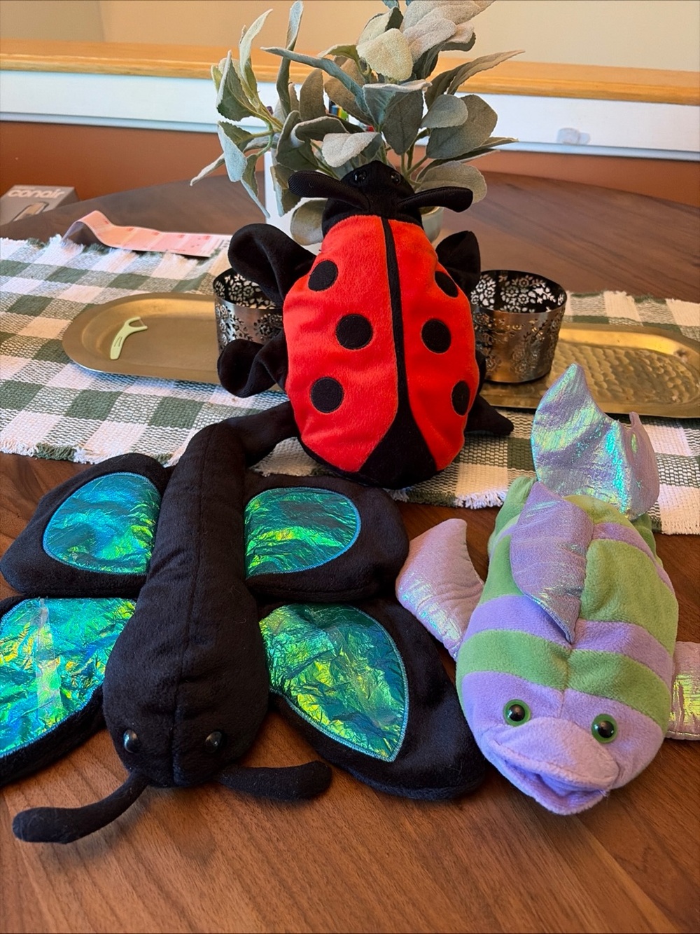 Plush Ladybug, Butterfly & Fish Trio - Hand Puppets
